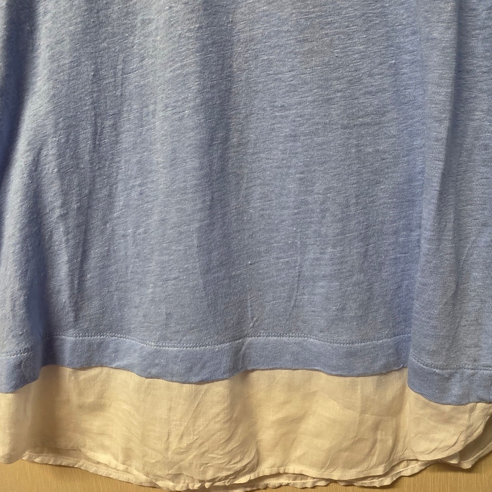 J. Jill Love Linen Blue Layered Hem Long Sleeve Top Medium Side Button Detail - Picture 15 of 16
